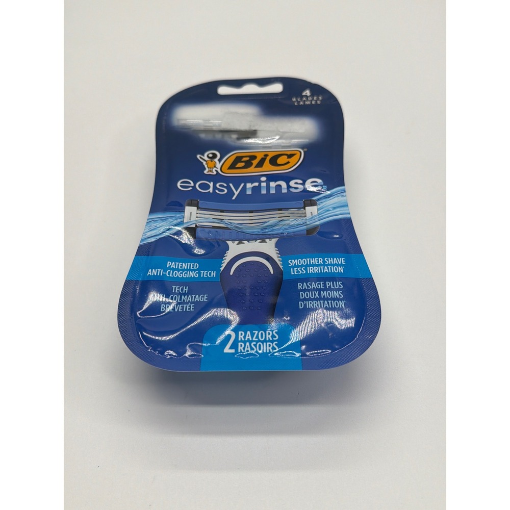 BIC EasyRinse Mens Disposable Razors 4 Flexible Blades 2 Count Blue‎ S4FLMP2